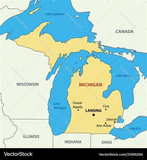 Michigan - map Royalty Free Vector Image - VectorStock