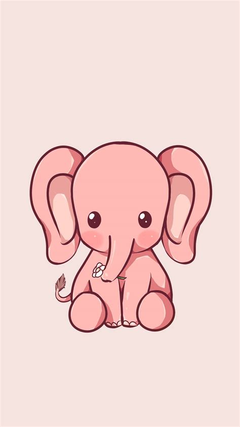 Cartoon Baby Elephant Pink