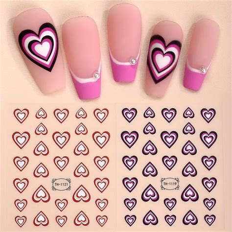 3d Heart Love Nail Art Stickers Valentine Self adhesive - Temu