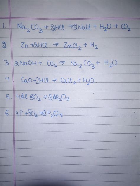 Balace the following equation:-1. Na2co3+hclNacl + H2o + co2 2. Zn+ Hcl ...