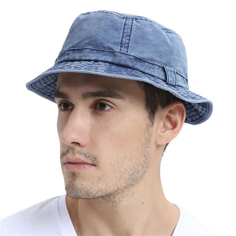 Aliexpress.com : Buy VOBOOM Navy Blue Washed Cotton UV Protection Bucket Hat Men Summer ...