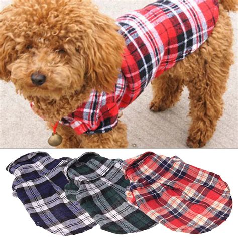 Dog Shirt Clothes Puppy Summer Plaid Outfits Spring Pet Clothing for Small Dogs T shirts ...