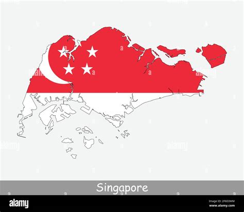 Singapore Flag Map. Map of the Republic of Singapore with the ...