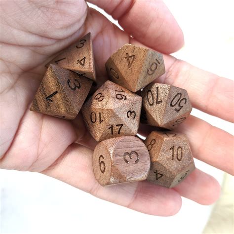 Black Walnut Wood DnD Dice Set Polyhedral dice D&D dice | Etsy