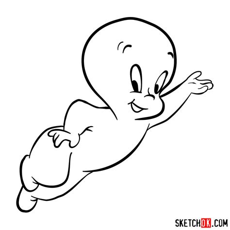 How to draw Casper the Friendly Ghost - Sketchok easy drawing guides