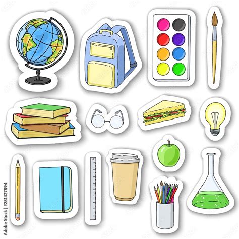 Back to school stickers with 3D shadow isolated on white background ...