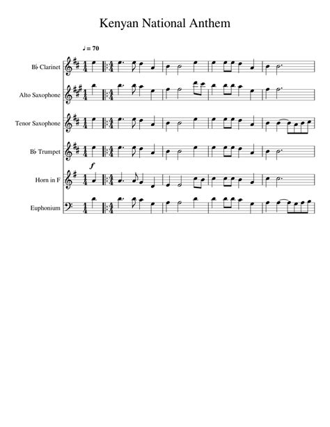 Kenyan National Anthem Sheet music for Euphonium, Clarinet in b-flat ...