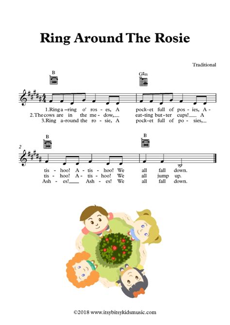 Ring Around The Rosie - Sheet Music With Chords And Lyrics