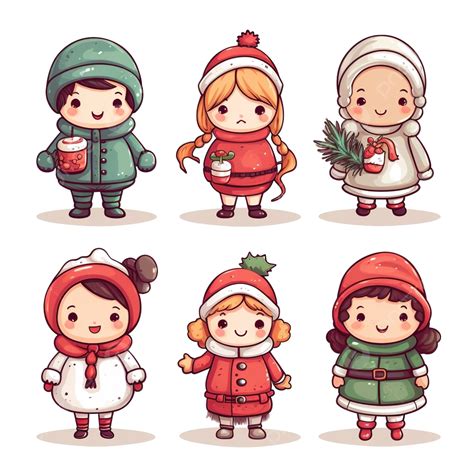 Christmas Cartoon Characters, Set Of Nine Illustrations, Elf Hat, Christmas Elf PNG Transparent ...
