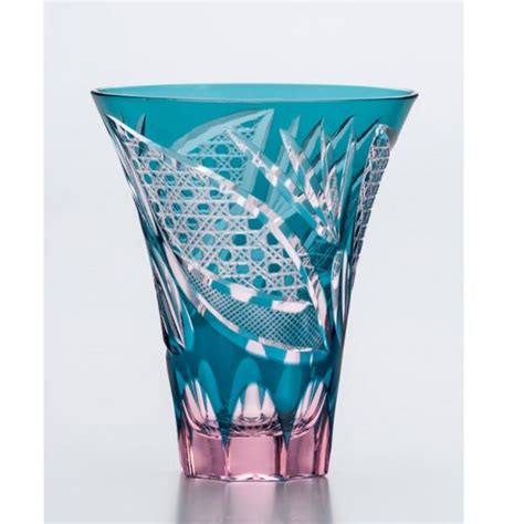 Saika Kiriko Glass Tumbler Tall GREEN【Paper Boxed】 . Free Shipping from Japan - AllFromJapan