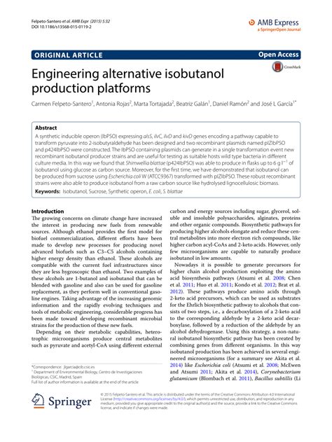 (PDF) Engineering alternative isobutanol production platforms