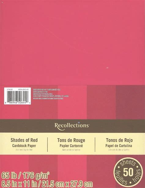 Shades of Red Recollections 8.5x11" Cardstock Scrapbook Paper New 50 ...