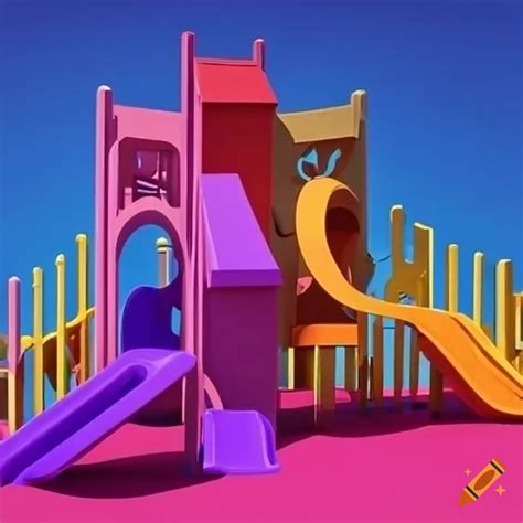 Colorful and surreal playground structures on Craiyon