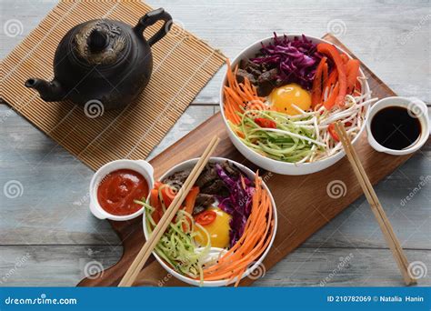 Traditional Korean Dish- Bibimbap Stock Image - Image of rice, carrot ...