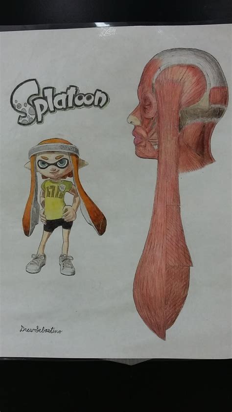 A cursed drawing I made a few years ago for school that I'm only now uploading : splatoon