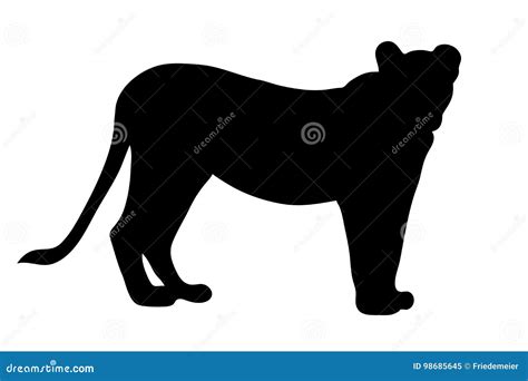 View on the Silhouette of a Female Lion Stock Vector - Illustration of ...