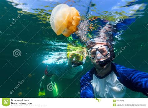 Tourists in Jellyfish Lake stock photo. Image of conservation - 62316540