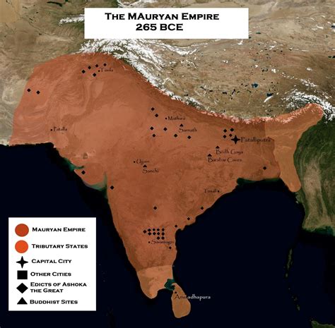 The Maurya Empire at its maximum extent under Ashoka the Great, 265 BCE Ancient Indian History ...