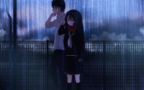 HD wallpaper: couple, rain, anime girls, anime boys | Wallpaper Flare