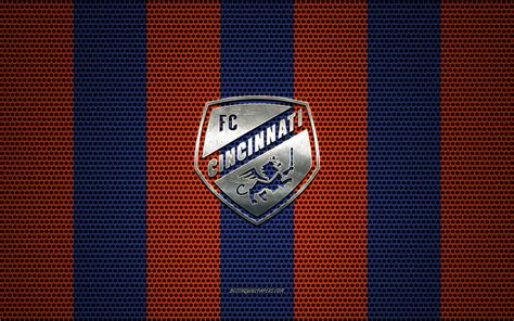 FC Cincinnati logo, American soccer club, metal emblem, orange-blue ...