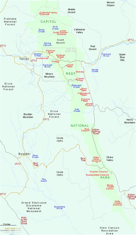 Map of Capitol Reef National Park, Utah