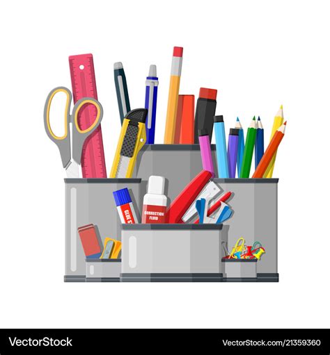 Pen holder office equipment Royalty Free Vector Image