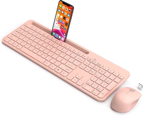 Amazon.com: Wireless Keyboard and Mouse Combo with Phone Tablet Holder ...