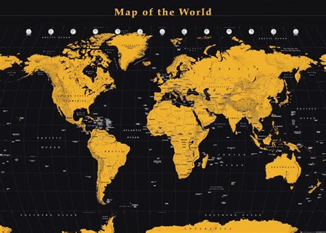 World Map Black and Gold Giant Poster — Poster Plus