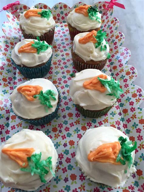 Carrot Cupcakes With Cream Cheese Icing For Easter - Saving You Dinero