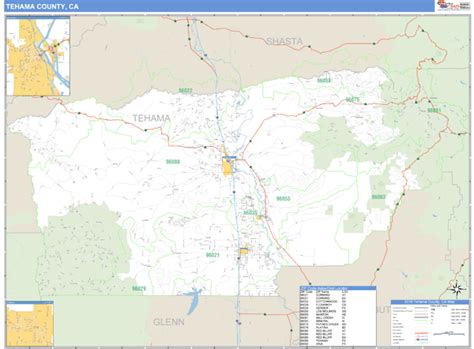 Tehama County, California Zip Code Wall Map | Maps.com.com