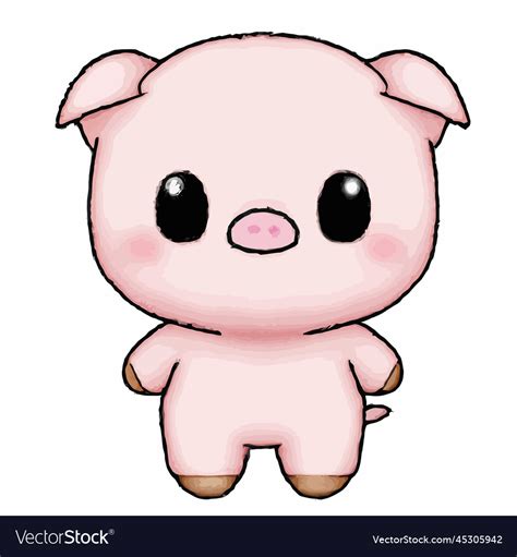 Cute pig pig kawaii chibi drawing style pig Vector Image