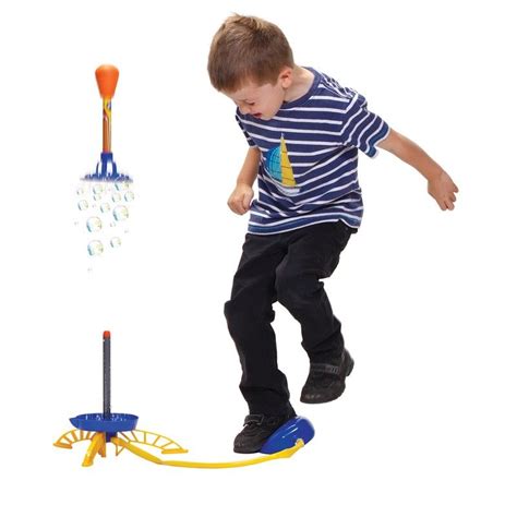 Stomp on the foot pad to launch the bubble rocket into the air, leaving a fantastic trail of ...