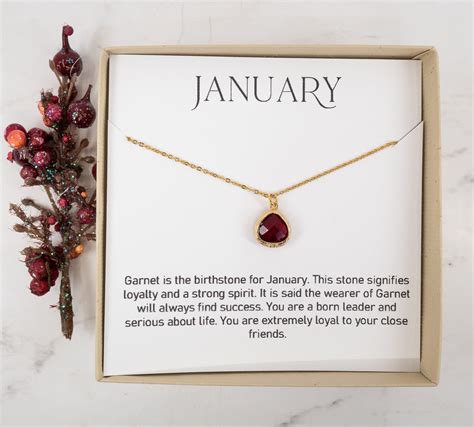 Tiny January Birthstone Necklace Garnet Gold Necklace | Etsy