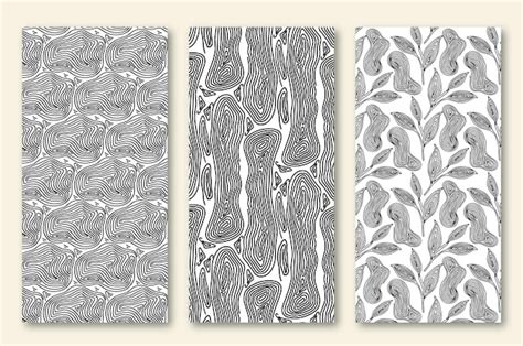 Premium Vector | Abstract organic lines seamless pattern set