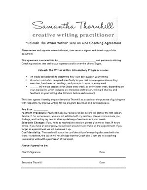 Writing Coach Contract - Fill and Sign Printable Template Online