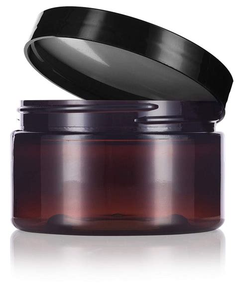 Plastic Low Profile Jar in Amber with Black Foam Lined Lid - 4 oz / 120 ml