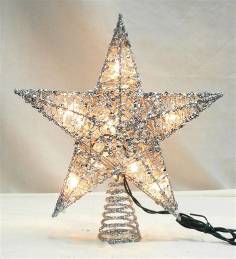 12" Lighted Glittering Silver Star Christmas Tree Topper - Clear Lights | Christmas Central