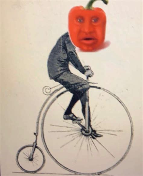 peppa mane on an old-timey bicycle | Red Pepper With Face / Peppa Mane | Know Your Meme