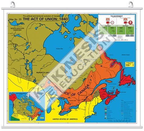 The Act of Union: 1840 | The political and territorial evolution of Canada | Wall Map (4009189 ...