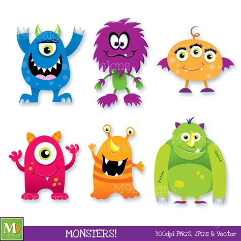 MONSTERS Clip Art: Monster Clipart Scary Fun Cute Monsters - Etsy