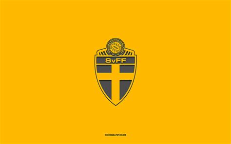 Download wallpapers Sweden national football team, yellow background, football team, emblem ...