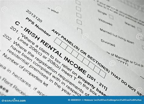 Irish Tax Form. Personal Income Tax Form. Stock Image - Image of ...