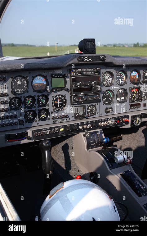 Grob 115 Tutor basic flight trainer airplane cockpit showing avionics ...