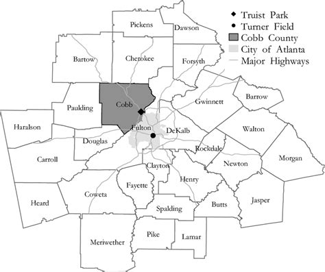 Map of Metropolitan Atlanta Counties. Includes City of Atlanta... | Download Scientific Diagram