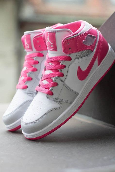 Girls Air Jordan 1 Mid GS | Metallic Platinum & Dynamic Pink | Nike shoes, Shoes, Nike shoes outlet