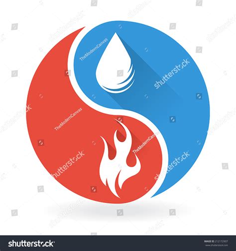 Yin Yang Concept - Water And Fire Stock Vector Illustration 212172907 ...