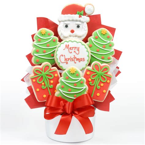 Merry Christmas Cookies | Christmas Cookie Arrangement | Cookie Bouquets