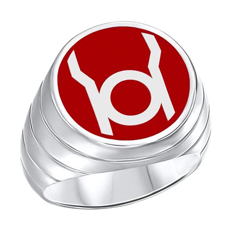 Red Lantern Inspired Silver Ring Red Enamel Jewelry