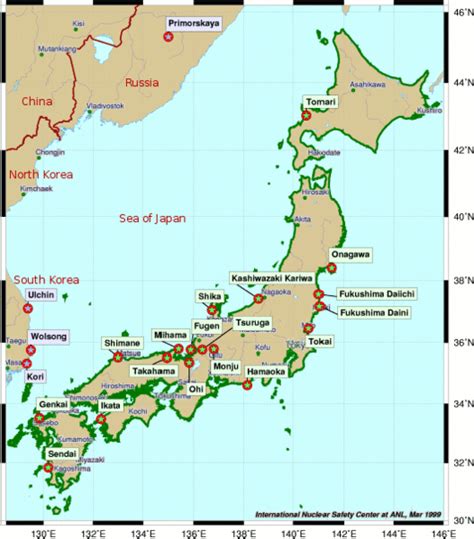 Location map of Japan Nuclear power plants. | Download Scientific Diagram