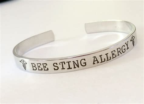 Bee sting allergy Medical alert bracelet – Hand stamped- Allergy ...